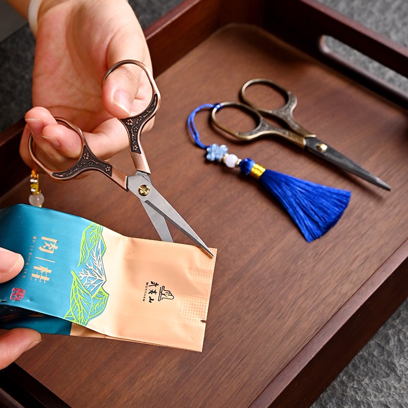 茶叶袋小剪刀剪袋茶剪刀泡茶叶专用剪刀茶道复古中式茶艺茶具配件