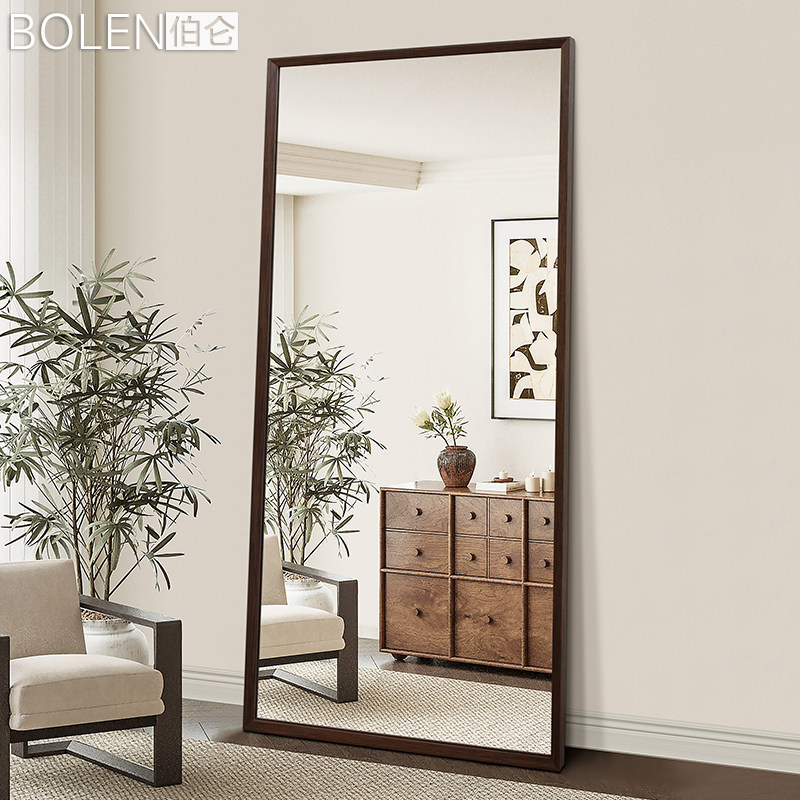 BOLEN 中古风实木穿衣镜家用全身镜子贴墙壁挂试衣镜服装店落地镜,住宅家具,穿衣镜,淘宝优惠券,粉丝福利购,淘宝优惠卷