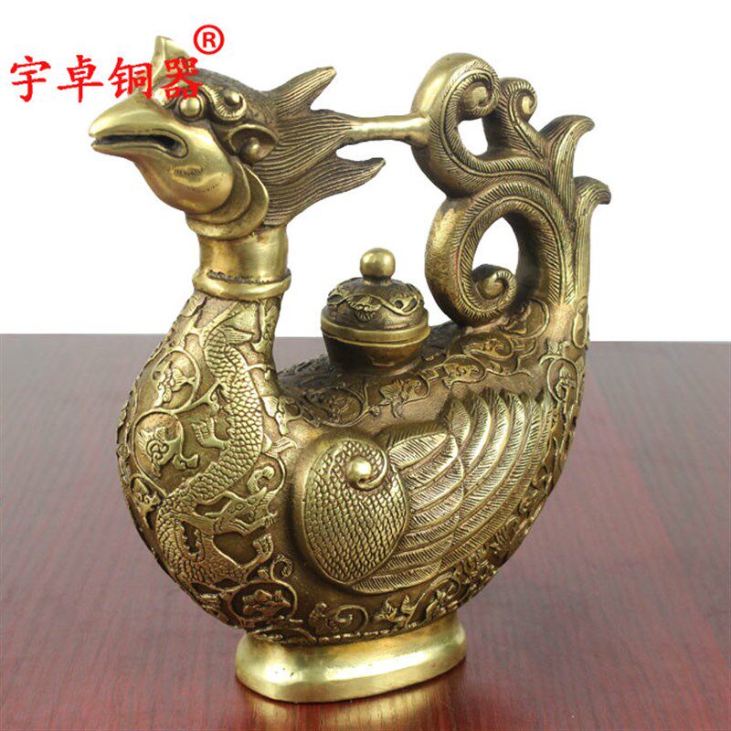 宇卓铜器 纯铜壶黄铜壶鸭子鸳鸯壶铜鸭子壶工艺品摆件