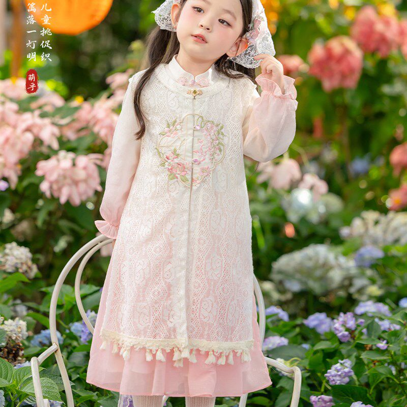 汉服女童2025春秋新款儿童新中式国风套装女孩仙气洋气时髦旗袍裙