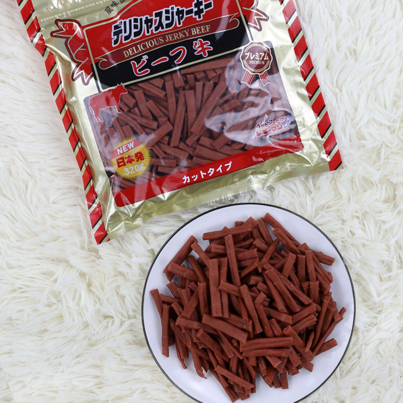 多格漫优健肉条小口牛肉条320g狗狗牛肉条棒牛肉干牛肉粒训狗零食