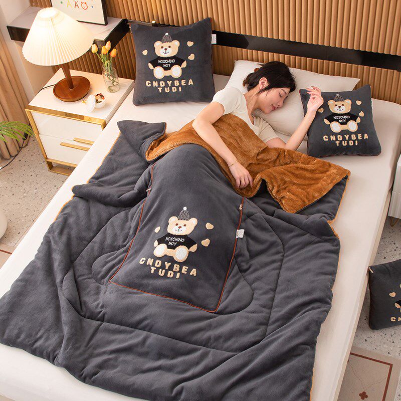 冬加厚保暖两用抱枕被靠垫枕头被午休空调被汽车沙发学生午睡卡通