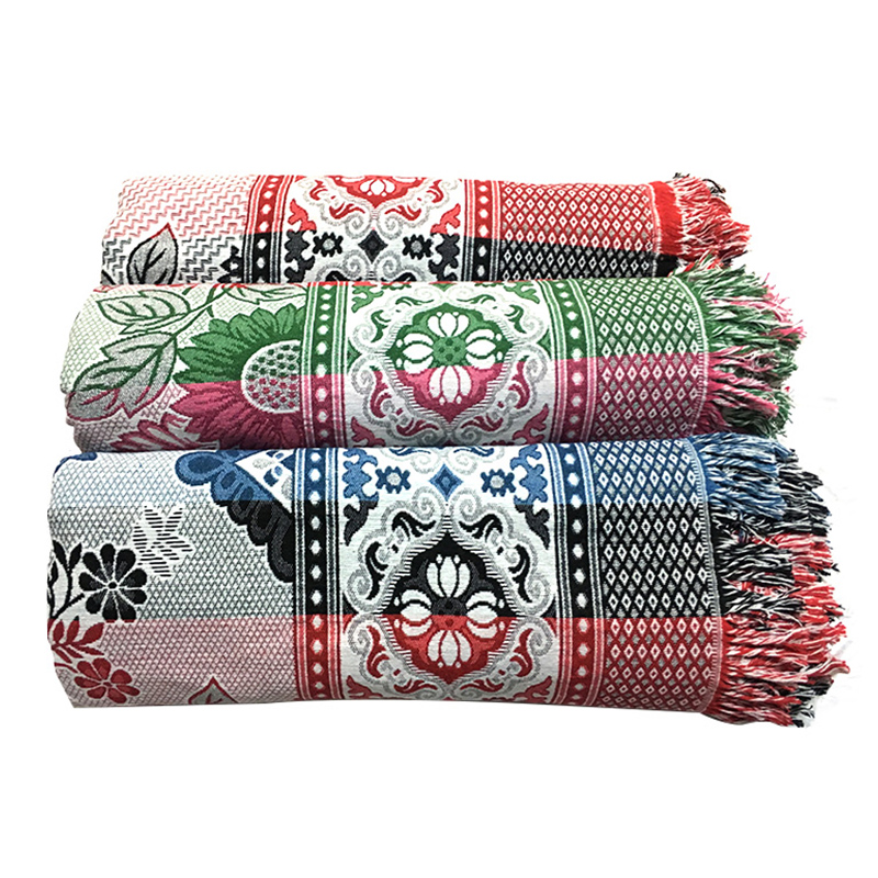 老式纯棉针织线毯夏季床单加厚防滑双人单件沙发毯复古老粗布美式