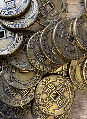 纯铜五帝钱加厚3.2厘米压门槛铜钱串仿古挂件金属收藏工艺品钱币