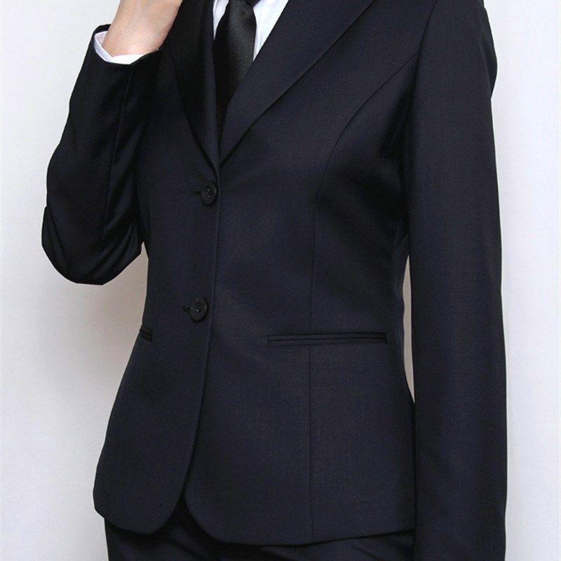 西服套装女黑色职业面试显瘦胖mm西装商务正装200斤大码春秋工服