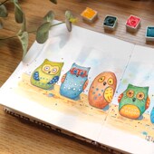 遵爵棉浆水彩本300g布艺手账本指尖本细纹小巧便携式 美术生专用