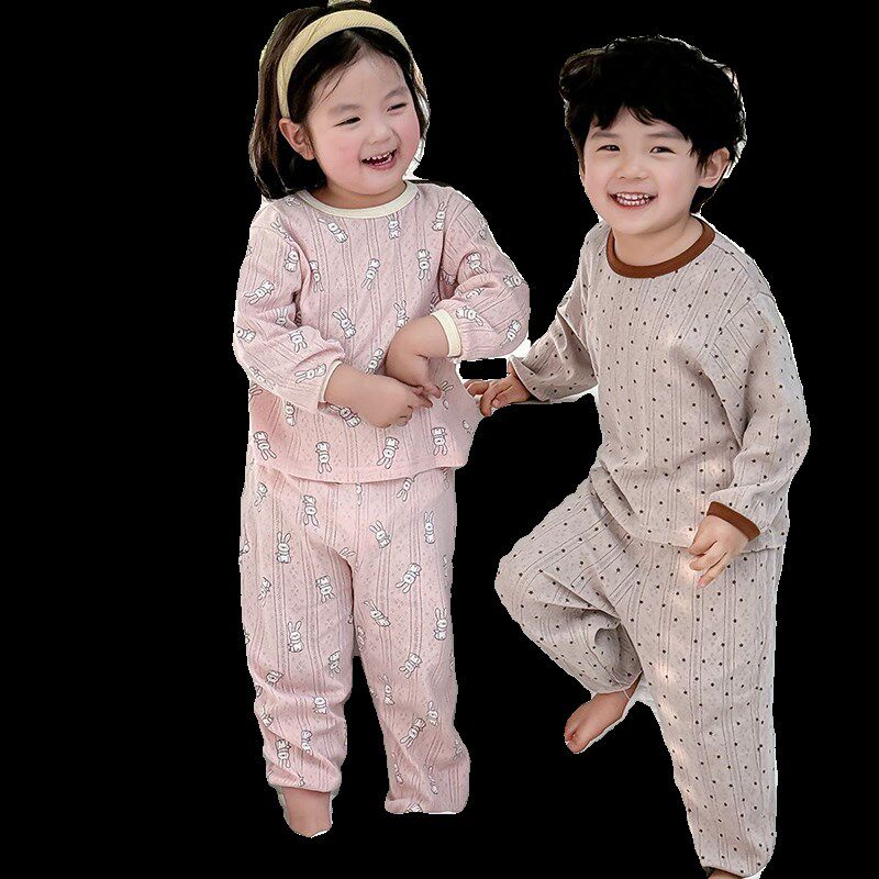儿童睡衣a类全棉夏薄款透气2024新款家居服男女童纯棉空调服套装