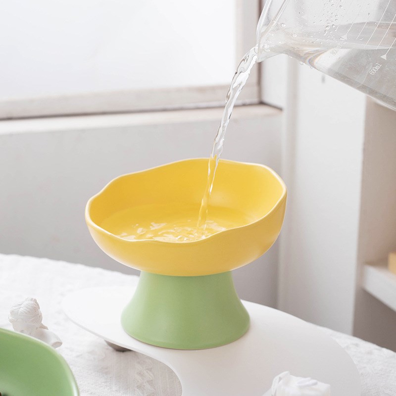 猫碗陶瓷猫咪粮碗吃饭喝水大容量高脚保护颈椎防打翻宠物食盆狗盆