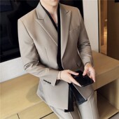 那不勒斯西装 饰礼服西服男外套 男高级感两件套设计感主持人飘带装