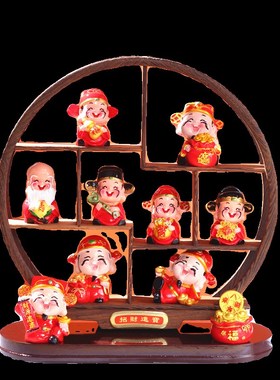 五路财神摆件福禄寿喜财小财神爷古风家用电视柜装饰开业乔迁礼品