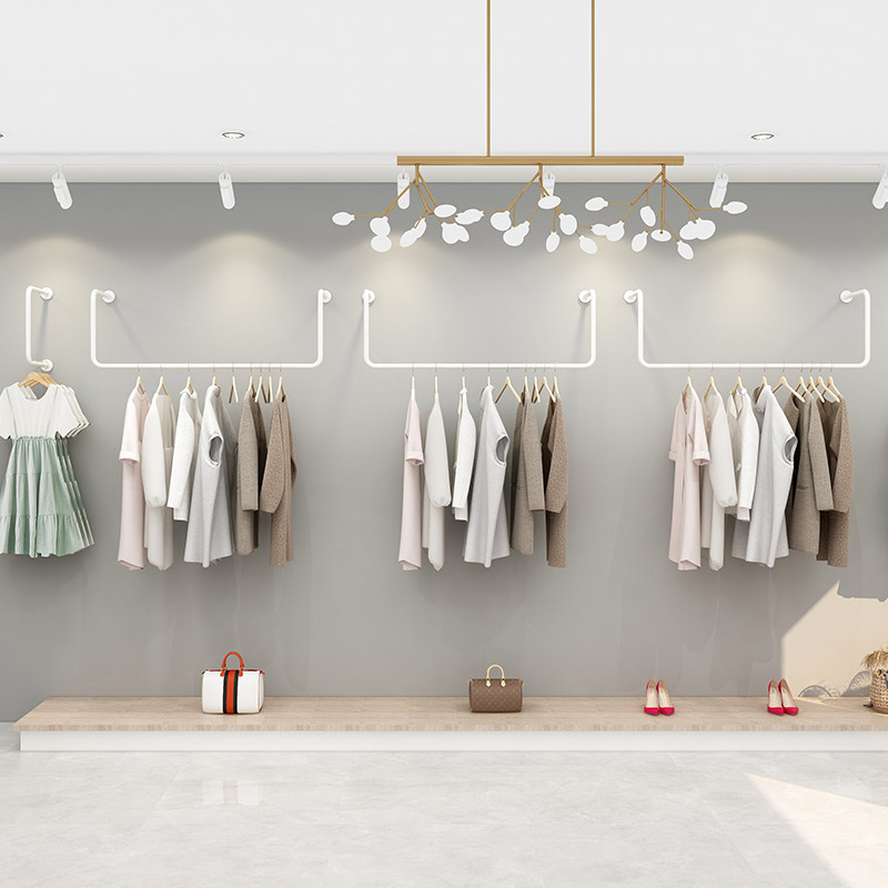 服装婚纱店展示架悬吊式天花板悬空壁挂上墙专用架女童装落地侧挂