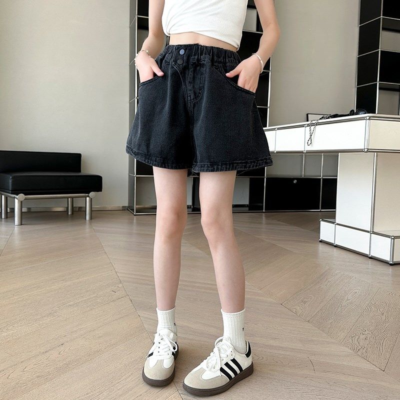 女童黑色牛仔短裤2024夏季新款薄款百搭外穿夏装中大儿童夏款洋气