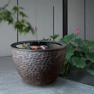 景德镇陶瓷花盆养睡莲荷花盆缸庭院阳台大缸特大号仿石水缸种树盆