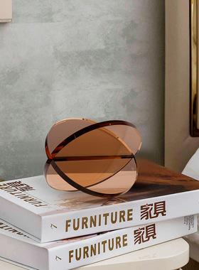 北欧简约玻璃几何水晶工艺品创意轻奢售楼处摆件电视柜酒柜装饰品