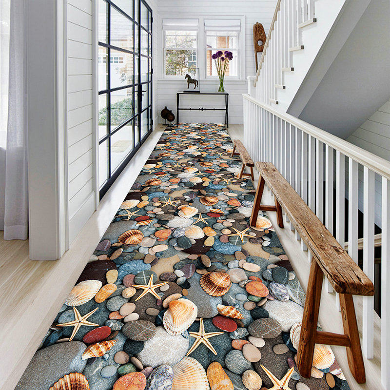 鹅卵石地垫玄关走廊地毯楼道楼梯客厅过道地毯家用进门长条可裁剪