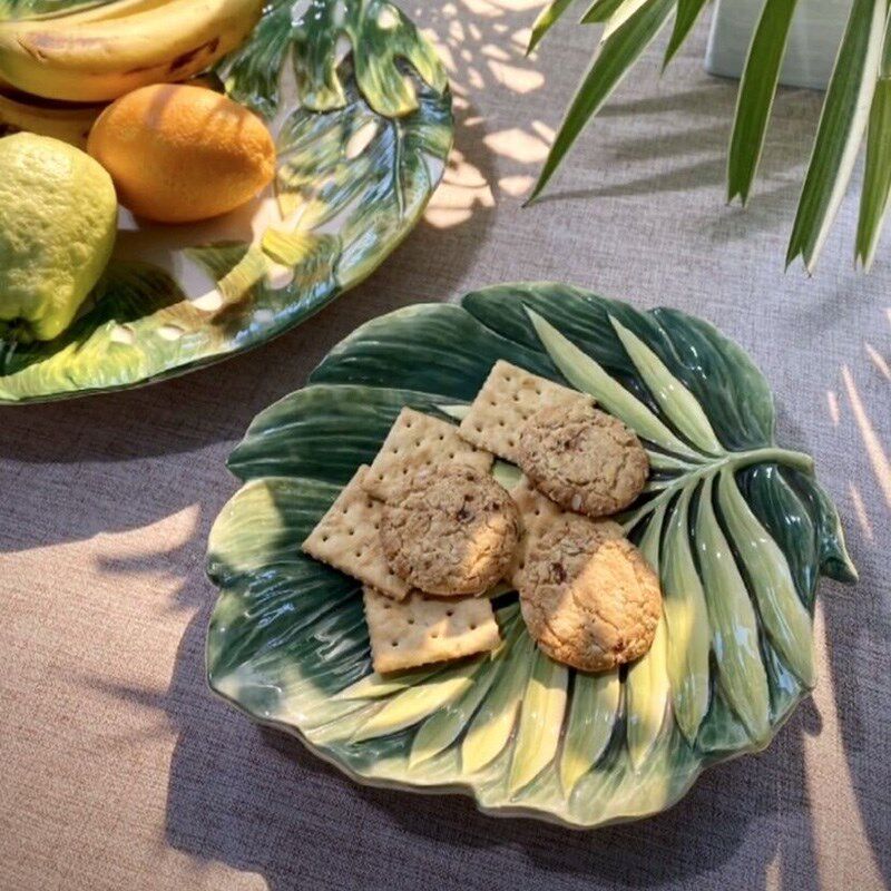 方亚釉下彩陶瓷芭蕉叶点心盘饺子盘特色餐盘家居装饰果盘特色礼品