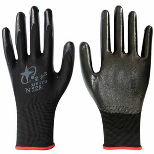 星宇红宇N539劳保工作防护手套防滑耐磨防油防割防水丁晴浸胶涂胶