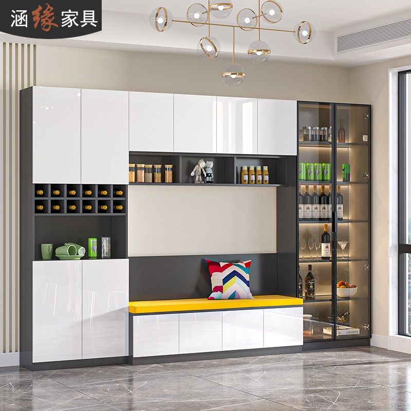 轻奢餐边柜酒柜一体靠墙家用客厅餐厅卡座定制小户型茶水柜储物柜