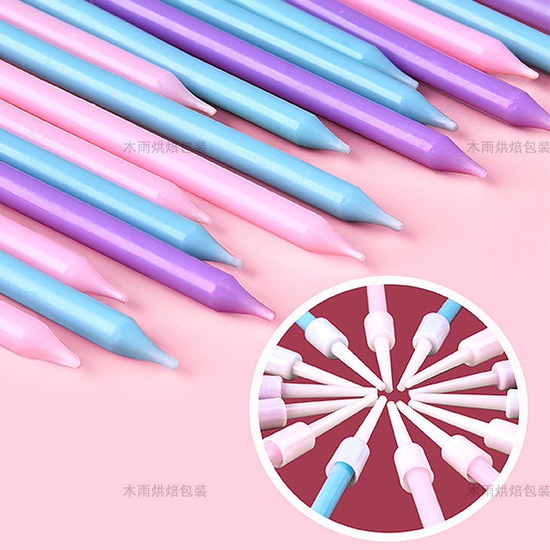 网红创意氛围感马克龙色蛋糕生日蜡烛带火柴彩色铅笔蜡烛10支盒装