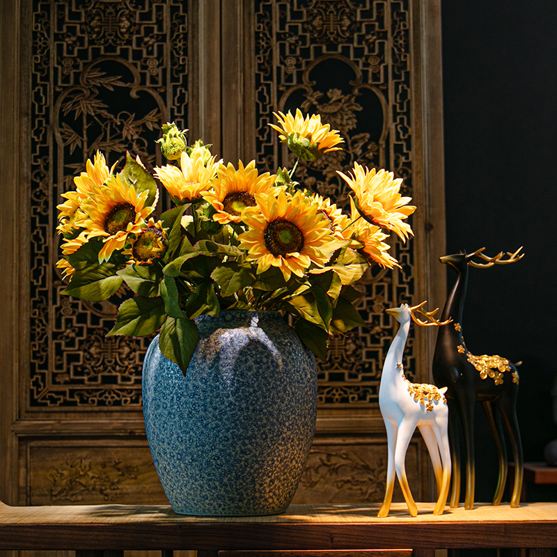 新中式大花瓶摆件月亮窗隔断客厅插花柜台花架摆设家居禅意装饰品