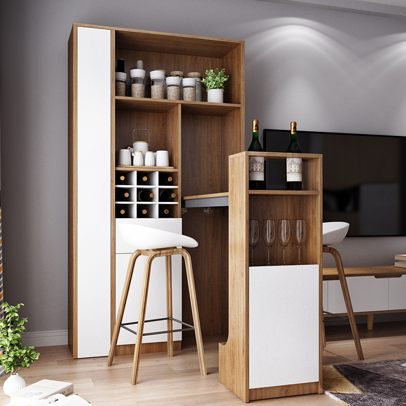 北欧折叠酒柜吧台一体 家用客厅伸缩可移动靠墙餐边柜 餐厅隔断柜