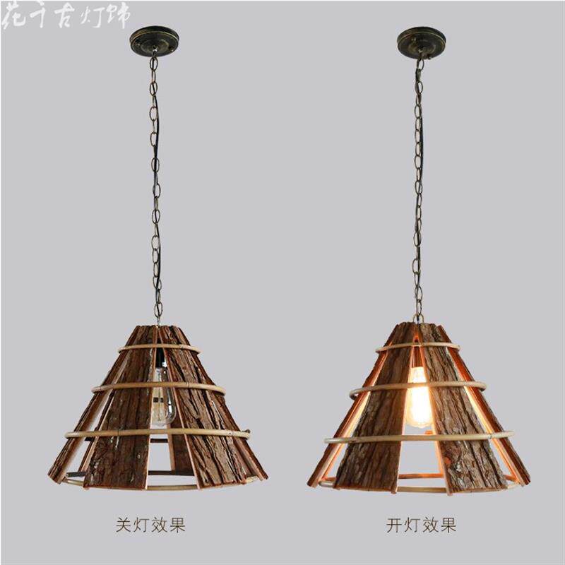 中式田园咖啡餐厅农家乐火锅店天然藤艺吊灯创意乡村客栈树皮吊灯