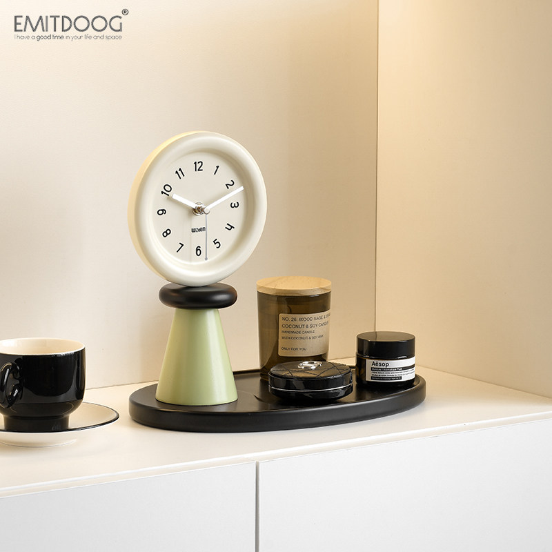 EMITDOOG奶油风客厅时钟装饰摆饰玄关入户托盘饰品桌面创意座钟,家居饰品,装饰摆件,淘宝优惠券,粉丝福利购,淘宝优惠卷