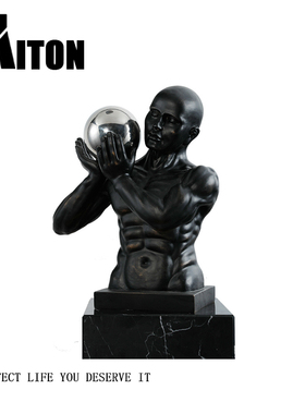 售楼处样板房间软装饰品摆件铁艺人物大型雕塑轻奢酒店抽象人像