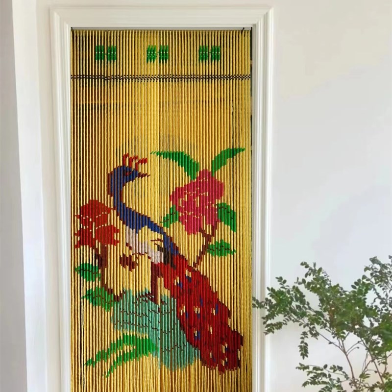 新款纯手工门帘玄关隔断珠帘挂帘复古屏风卫生间厕所卧室帘成品