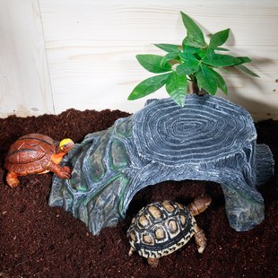 龟台乌龟晒台高水位用品浮岛天然石头别墅造景窝晒背躲避屋洞浮台