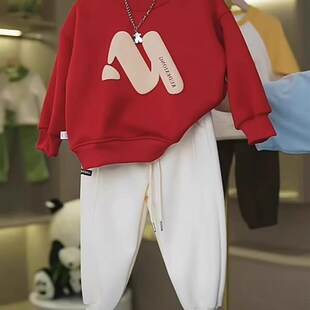 不一样的亲子装秋冬季卫衣一家三口婴儿爬服2024新款全家长裤套装