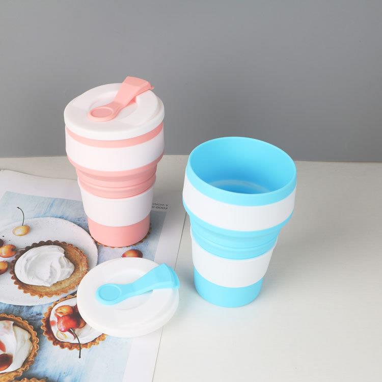 直销新款易收纳硅胶折叠杯户外便携简约咖啡杯野餐旅行折叠硅胶水