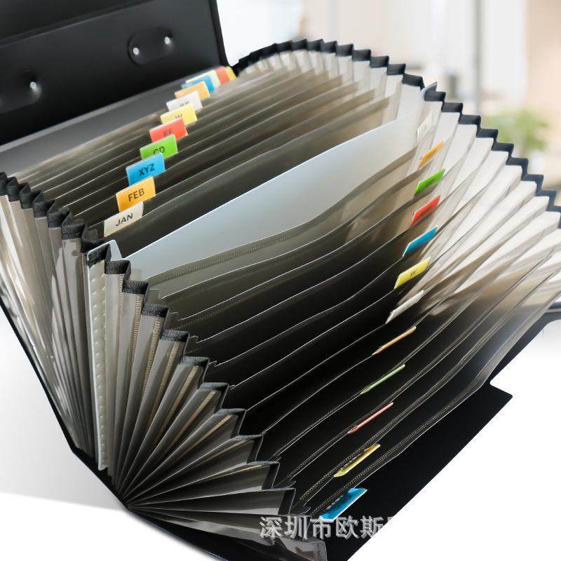 直销新款26格手提多层文件夹A4办公学生用大容量试卷收纳风琴包
