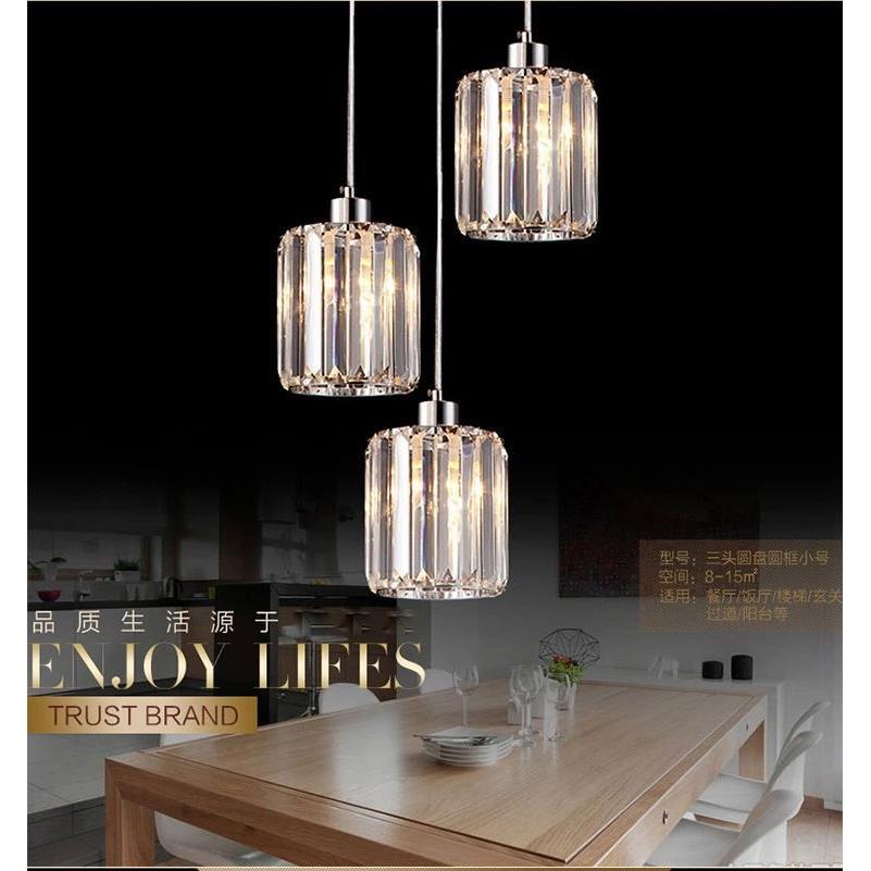 直销新款餐厅吊灯三头饭厅灯圆形现代简约家用轻奢 大气水晶餐桌