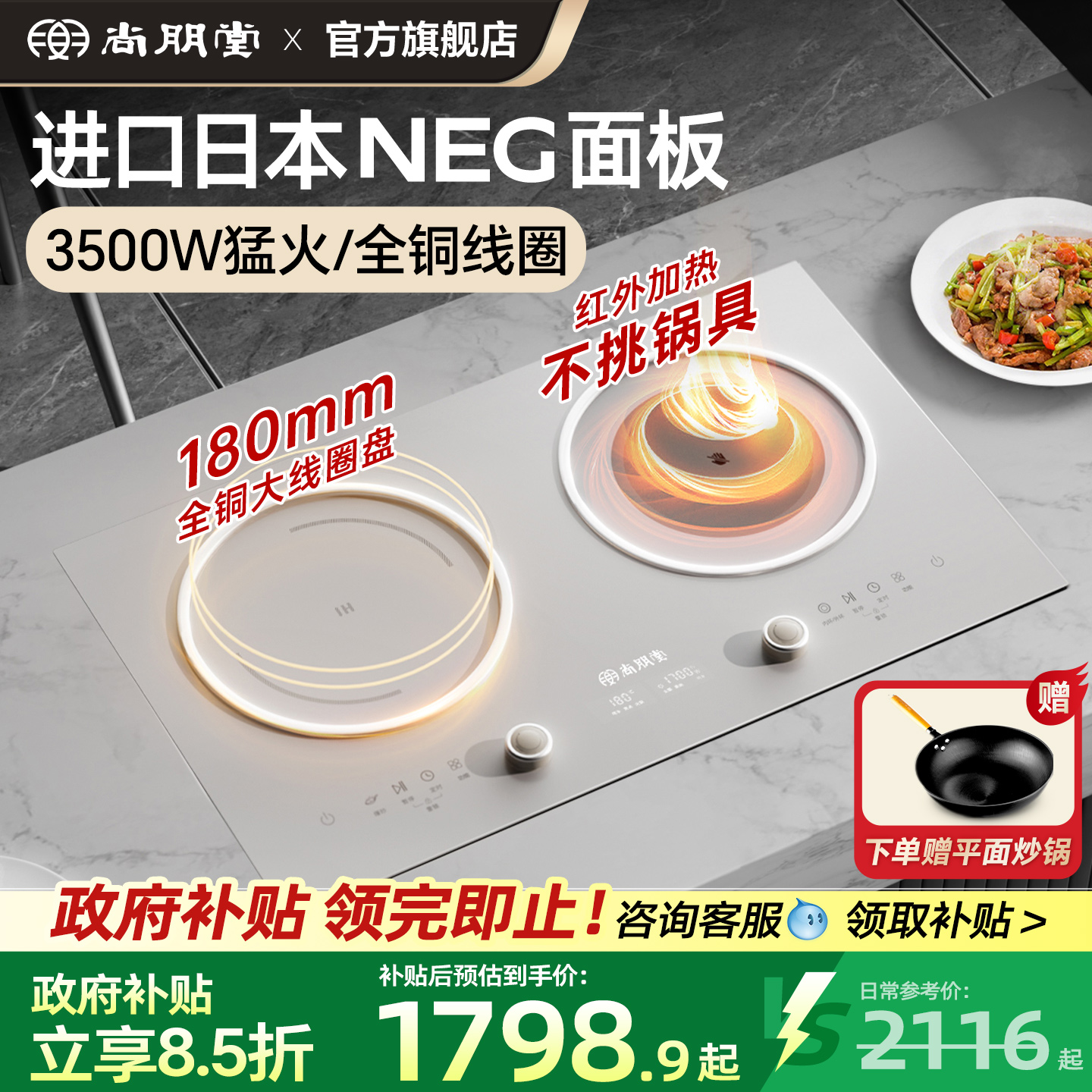 榜单推荐！尚朋堂进口面板双灶