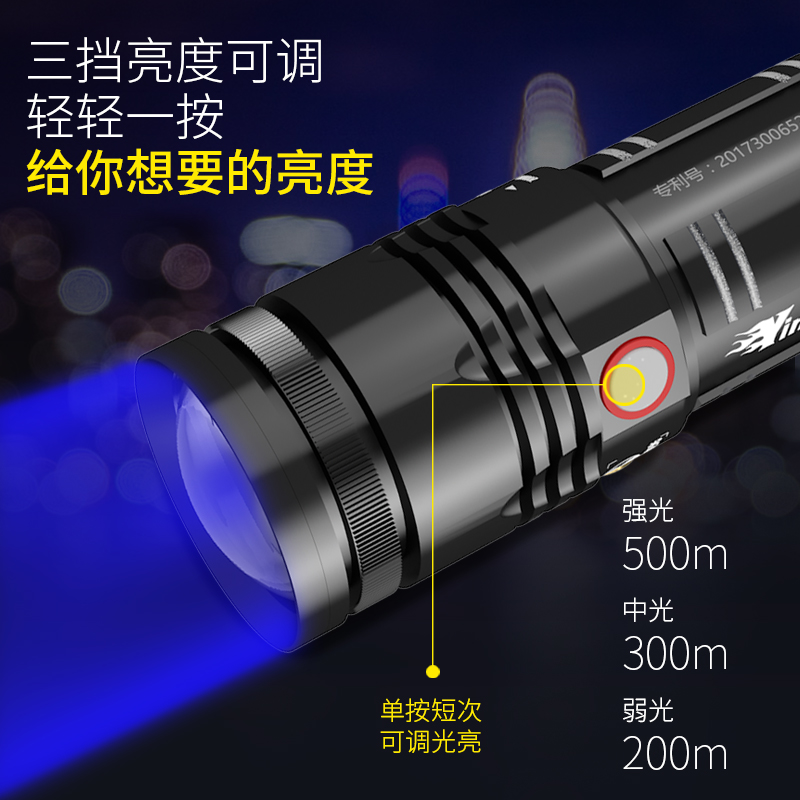 银诺钓鱼灯夜钓灯紫光台钓蓝光手电筒超亮鱼灯氙气夜光强光大功率