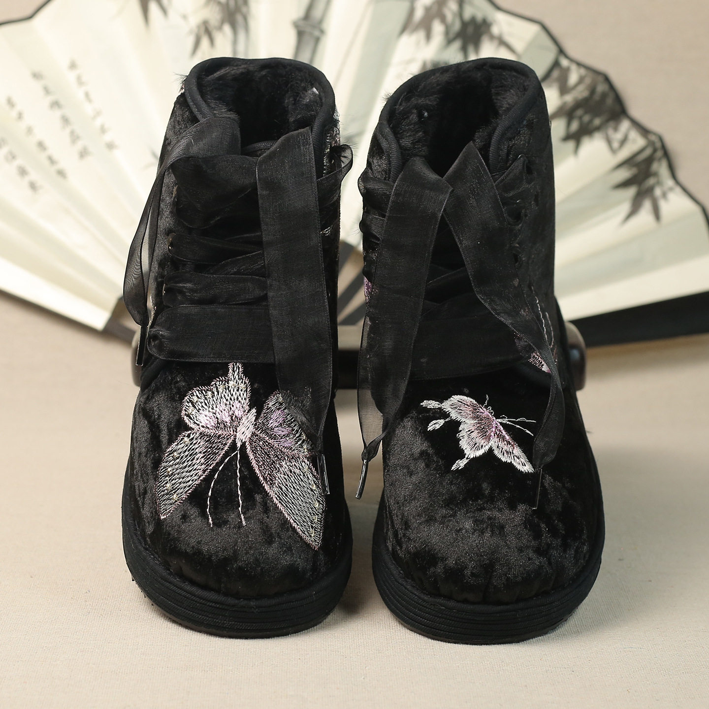 冬季手工女士布鞋千层底刺绣鞋圆头五孔系绳款冬款女士棉鞋,女鞋,棉鞋,淘宝优惠券,粉丝福利购,淘宝优惠卷