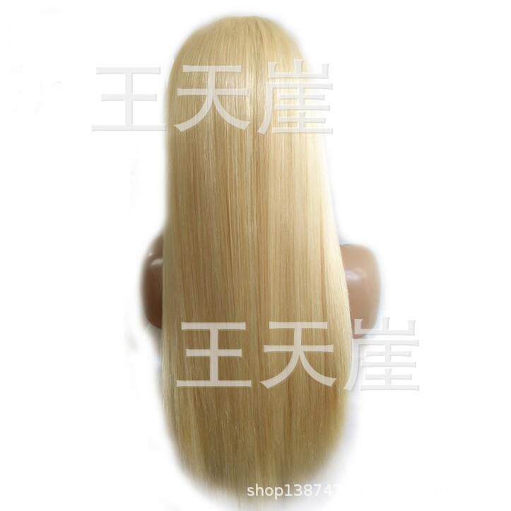 新款直销2020欧美新款假发女 中分长直发淡金色米黄色假发高温丝
