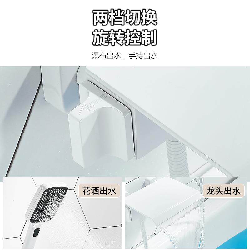 直销新款小户型家用卫生间白色浴缸简易淋浴花洒套装增压喷头全铜