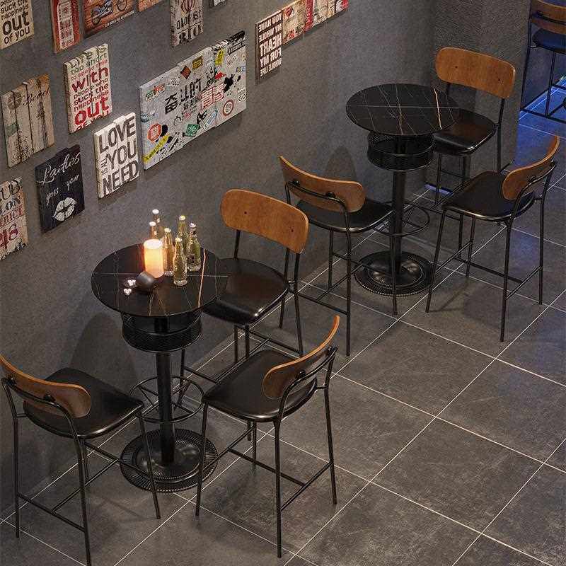 新款直销复古吧台椅子铁艺靠背吧椅清吧酒吧椅小酒馆脚桌椅组合商