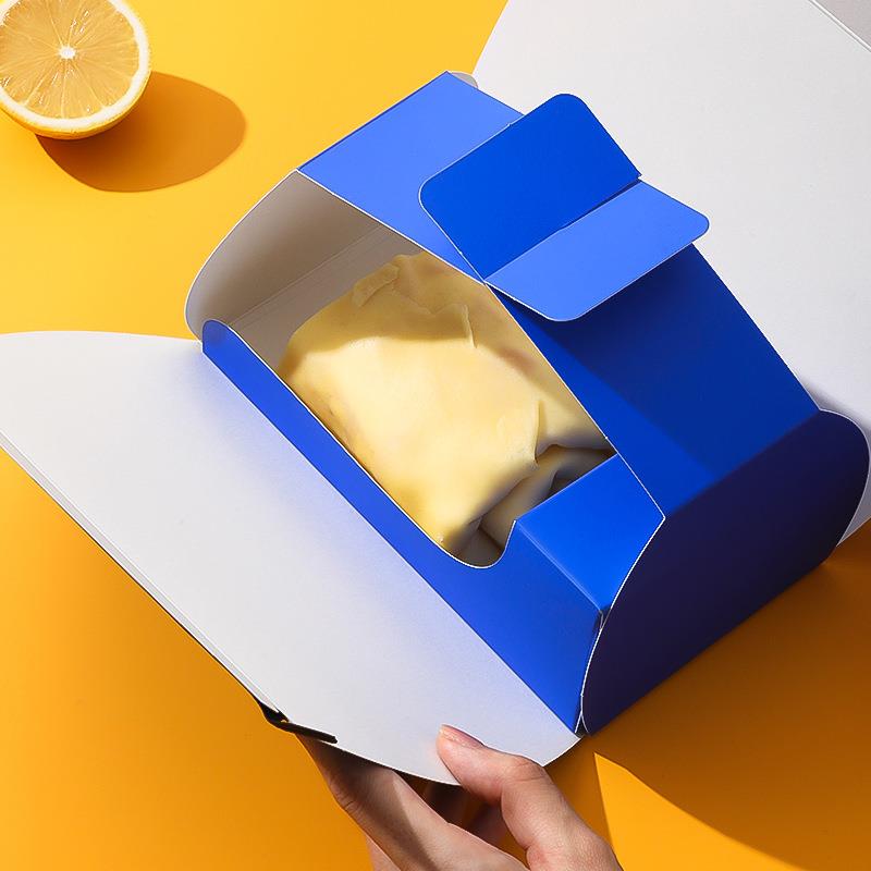 直销新款三角慕斯蛋糕盒手提西点切块包装盒烘焙小蛋糕食品女王卷