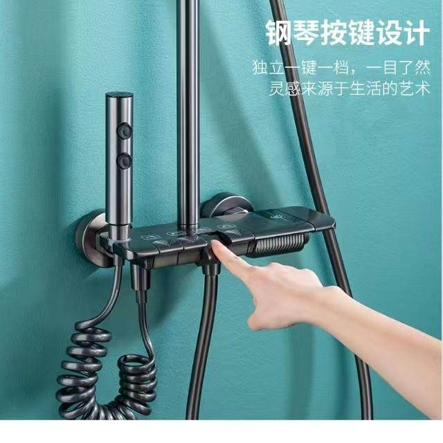 直销新款电镀浴室淋浴花洒套装家用全铜卫浴酒店增压花洒恒温淋浴