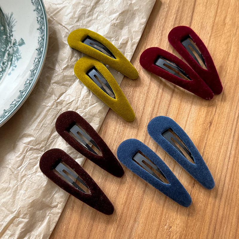 韩国手作丝绒水滴bb夹发卡头饰