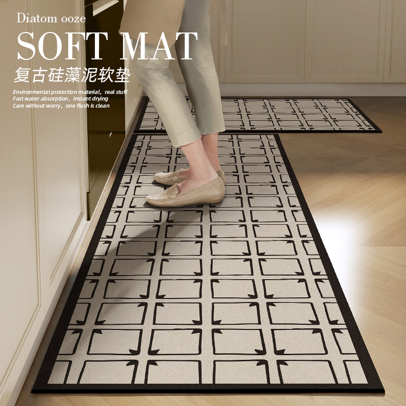 热销美式矽藻泥厨房地垫防滑吸油可擦免洗吸水脚垫家用地毯耐脏污