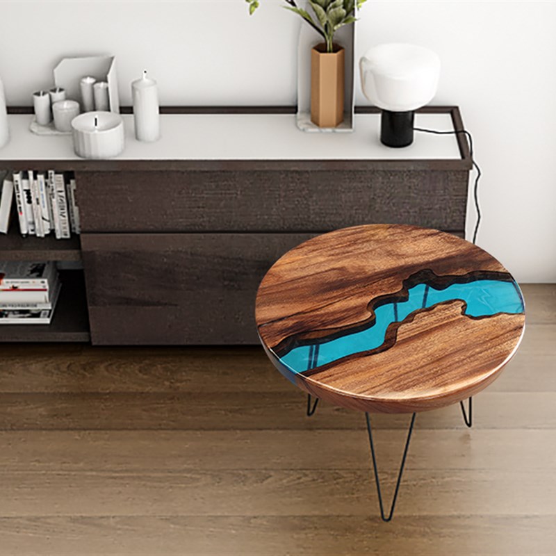 热销树脂河流桌茶几实木桌小户型轻奢现代简约2022新款网红花几客