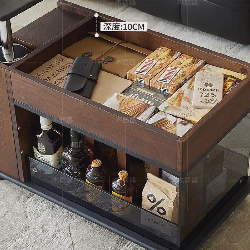 热销木居盛 可移动茶几客厅升降边几沙发户型红橡木折叠全实木小