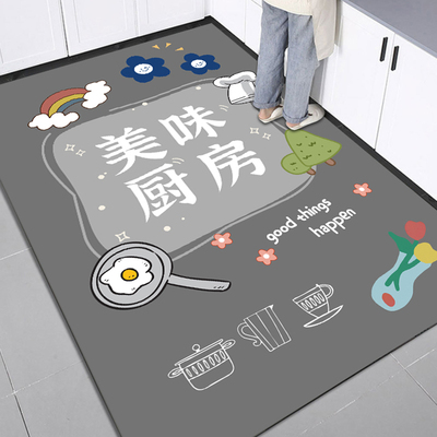 热销硅藻泥厨房地垫防滑防油吸水脚垫家用耐脏免洗可擦地毯防污垫