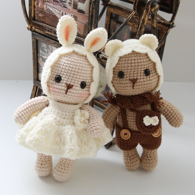 热销兔宝宝幼儿园陪伴礼物毛线diy手工编织玩偶材料包成品定制可
