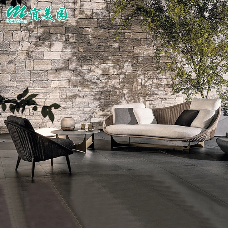 热销北欧户外藤沙发庭院防水防晒藤椅家用客厅别墅花园售楼部家具