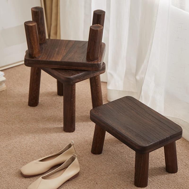 复古实木小板凳家用换穿鞋凳脚凳小方凳子矮凳木头儿童坐凳茶几凳